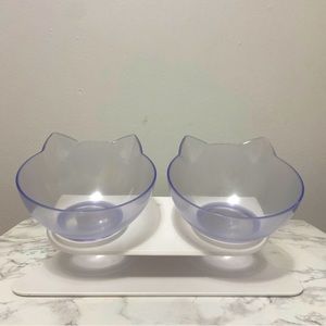 Anti-Vomiting Orthopedic Pet Bowl Double Elevated Tilt Cat Dog Food Water Feeder